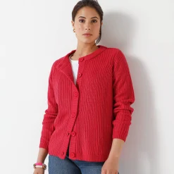 Vest met knopen in patenttricot