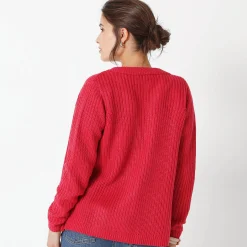 Vest met knopen in patenttricot