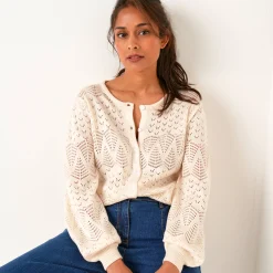 Vest met knopen, pointelletricot