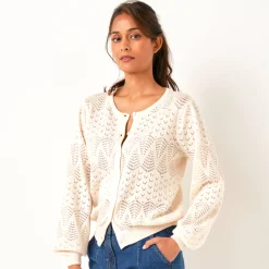 Vest met knopen, pointelletricot