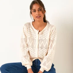 Vest met knopen, pointelletricot