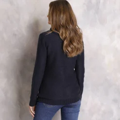 Vest met rits en kabelmotieven, gevoerd met pluchetricot