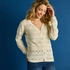 Vest met V-hals en knopen, fantasietricot