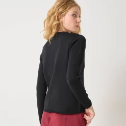 Vest met V-hals, knoopsluiting en asymmetrische onderkant