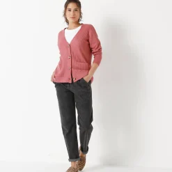 Vest met V-hals, ribtricot