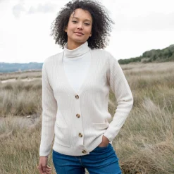 Vest met V-hals, ribtricot