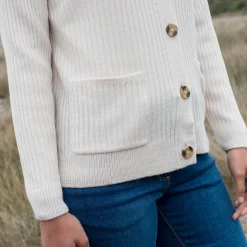 Vest met V-hals, ribtricot