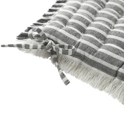 Vierkant, gestreept stoelkussentje met franjes - set van 2