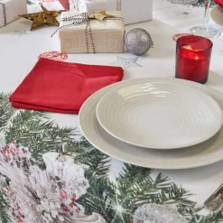 Vlekwerend tafellaken met kerstkransprint
