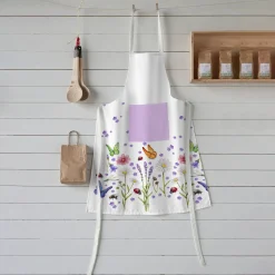 Vlekwerende bavetschort met lavendel- en vlinderprint