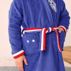 Voetbal kinderbadjas met kap, katoenen badstof - 340 g/m²