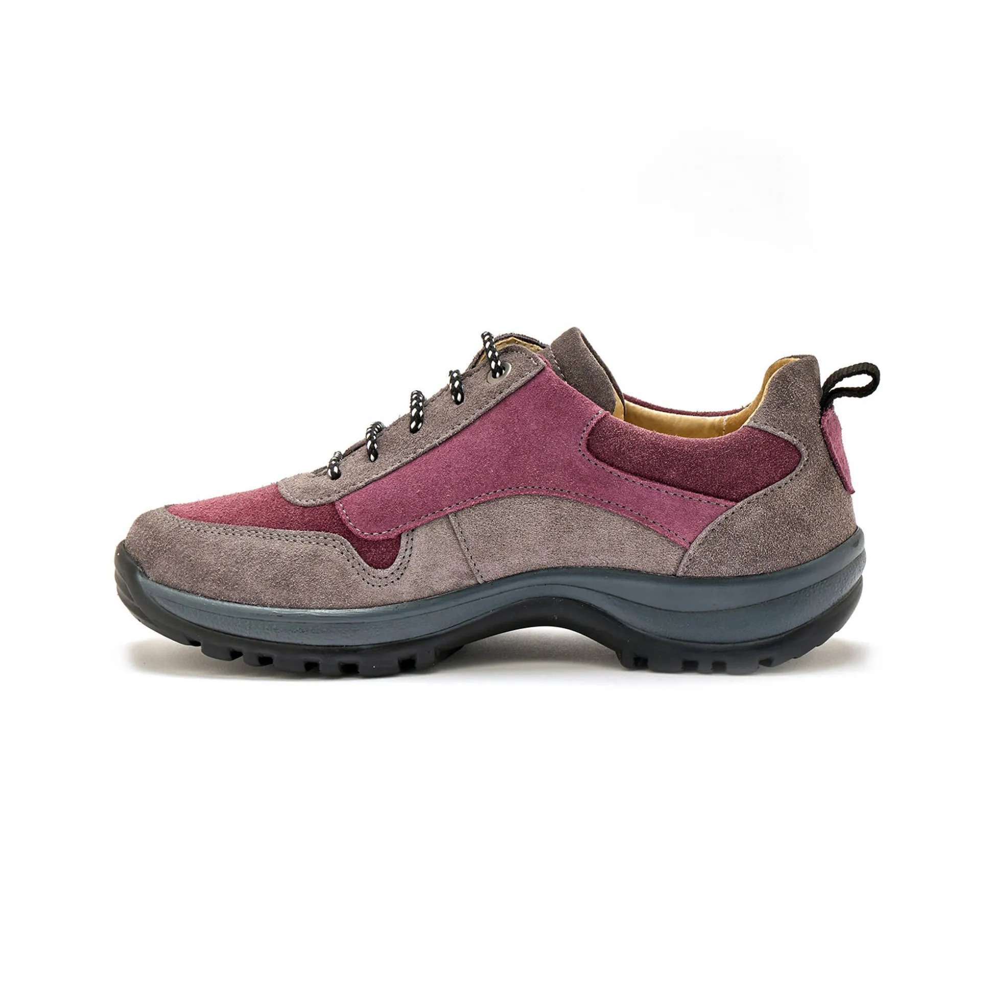 Wandelsneakers met rits en veters, breed model in leer