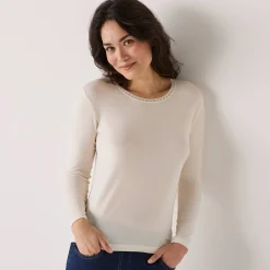 Warm T-shirt met lang mouwen in wolmix