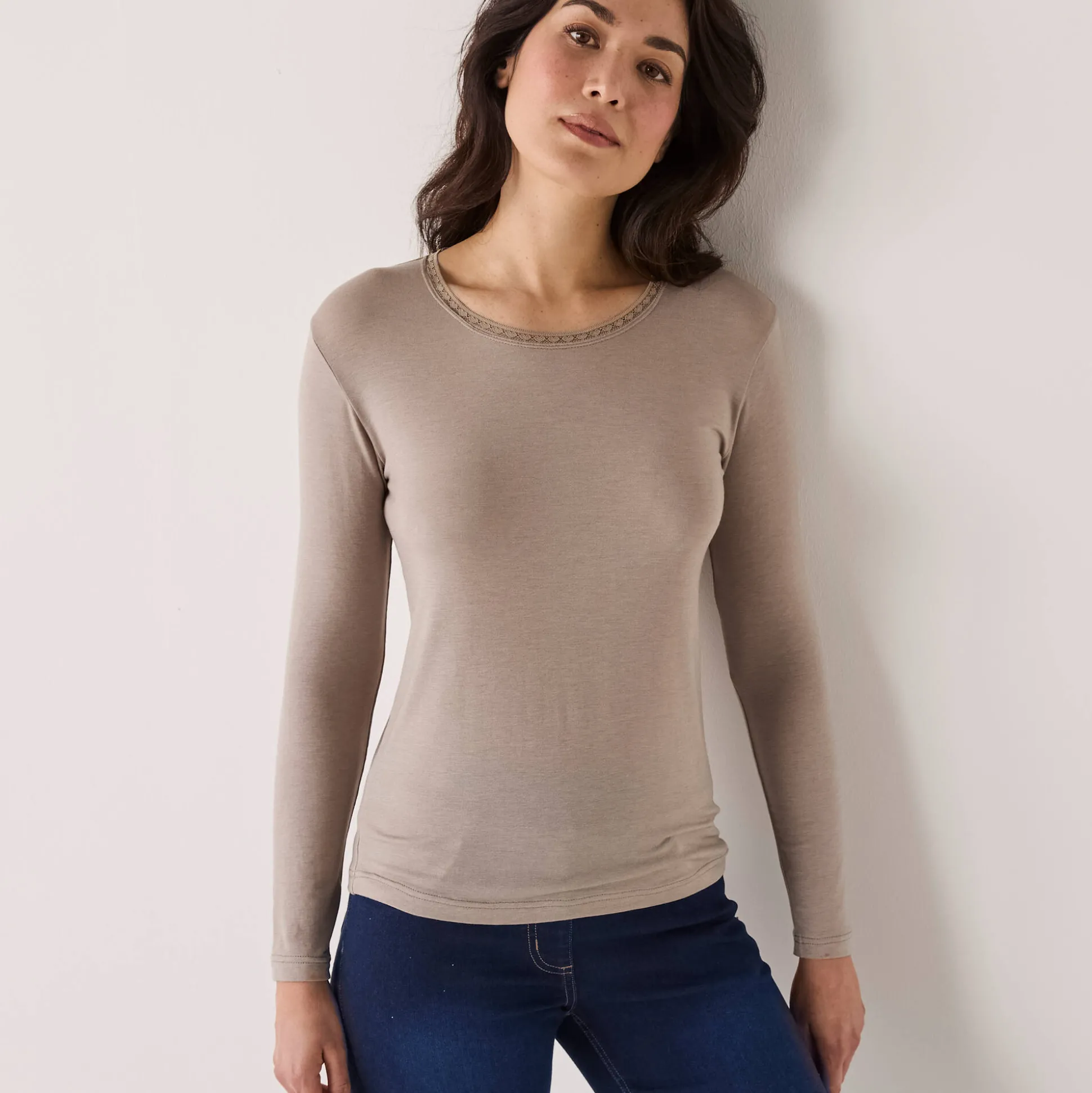 Warm T-shirt met lang mouwen in wolmix