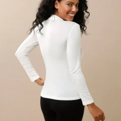 Warm T-shirt met lange mouwen en opstaande hals, in wolmengeling