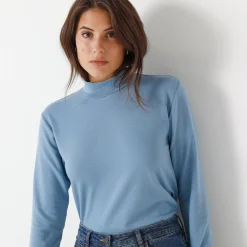Warm T-shirt met lange mouwen, opstaande kraag