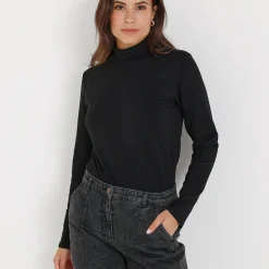 Warm T-shirt met lange mouwen, opstaande kraag