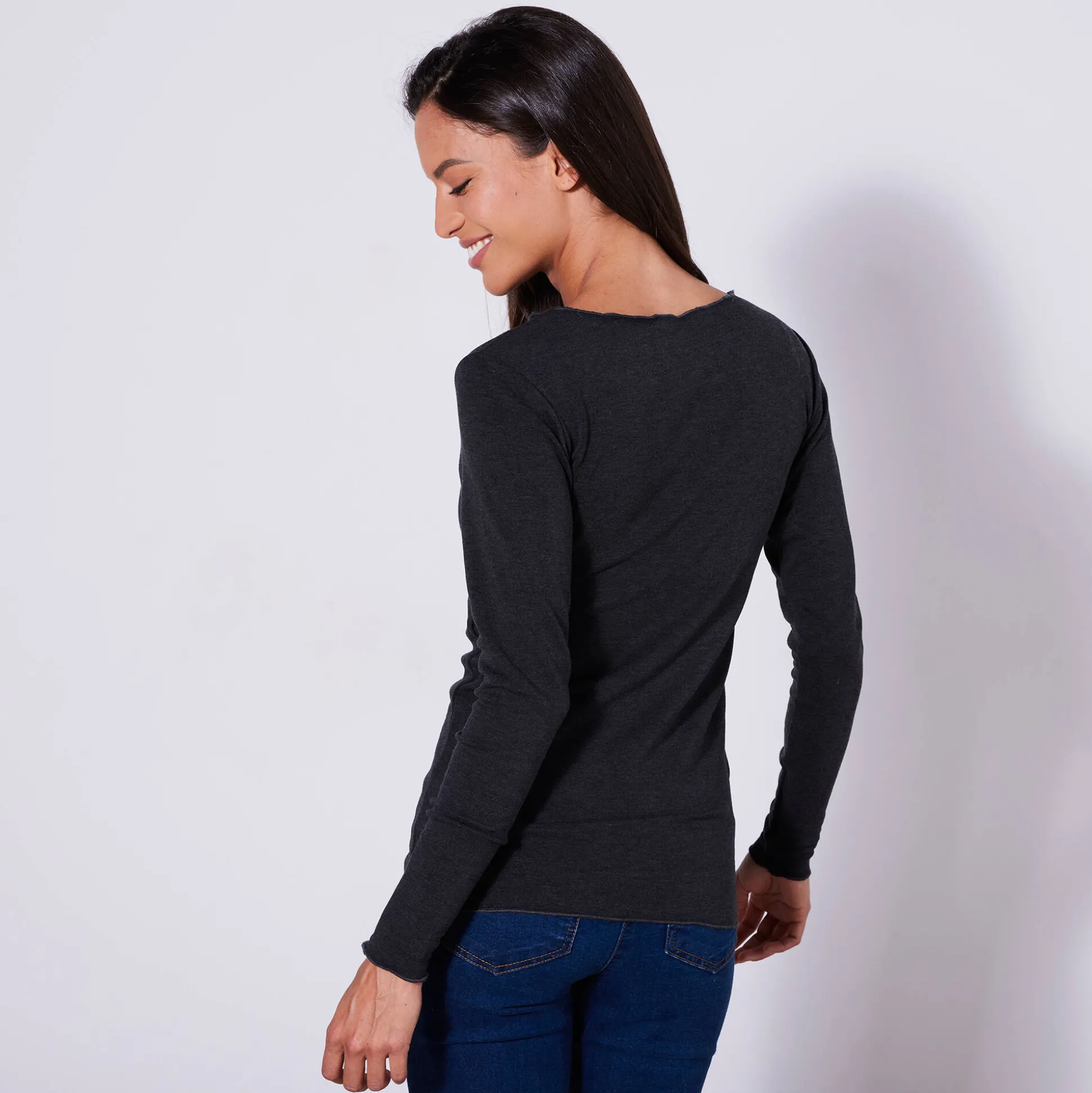 Warm T-shirt met lange mouwen en ronde hals