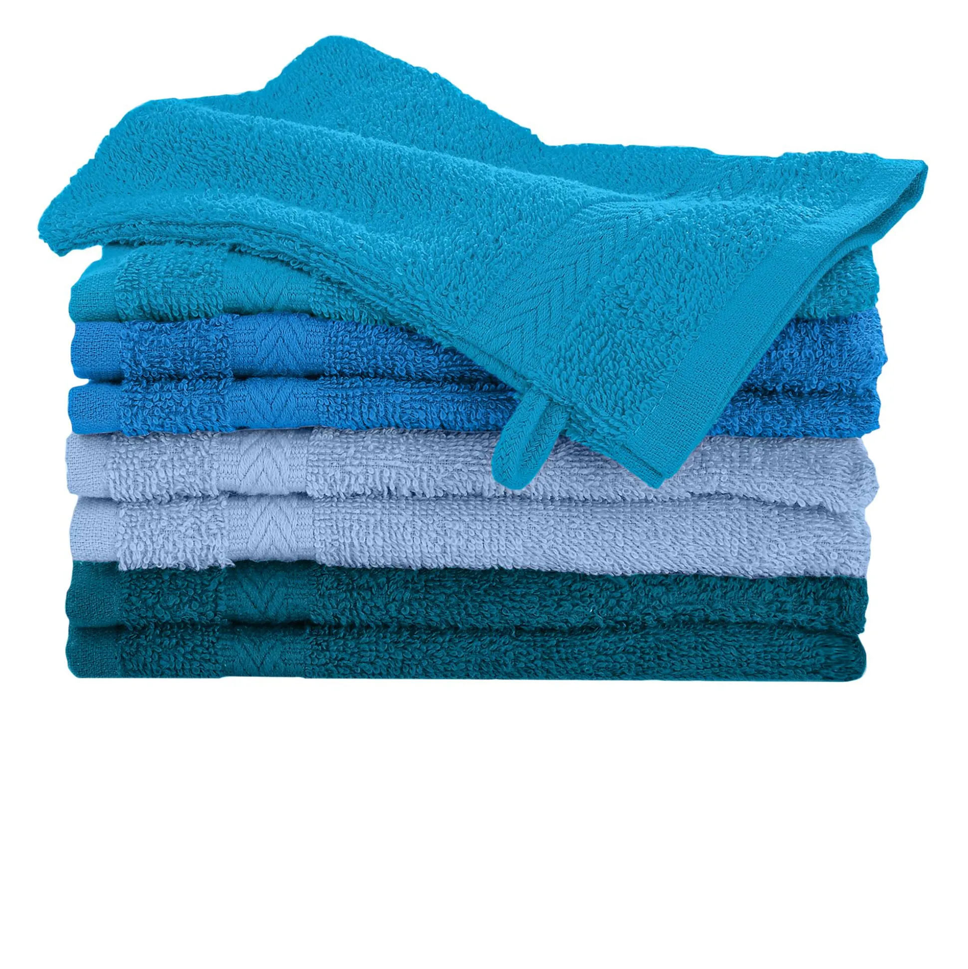 Washandje in katoen, blauw camaïeu - set van 8