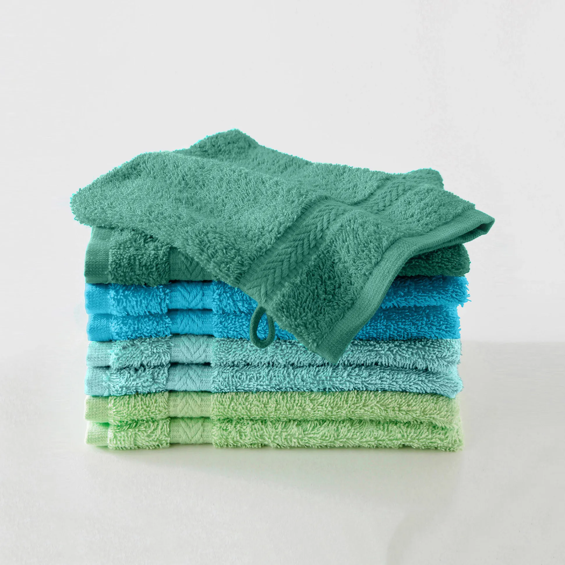 Washandje in lagunekleurig camaieu - set van 8