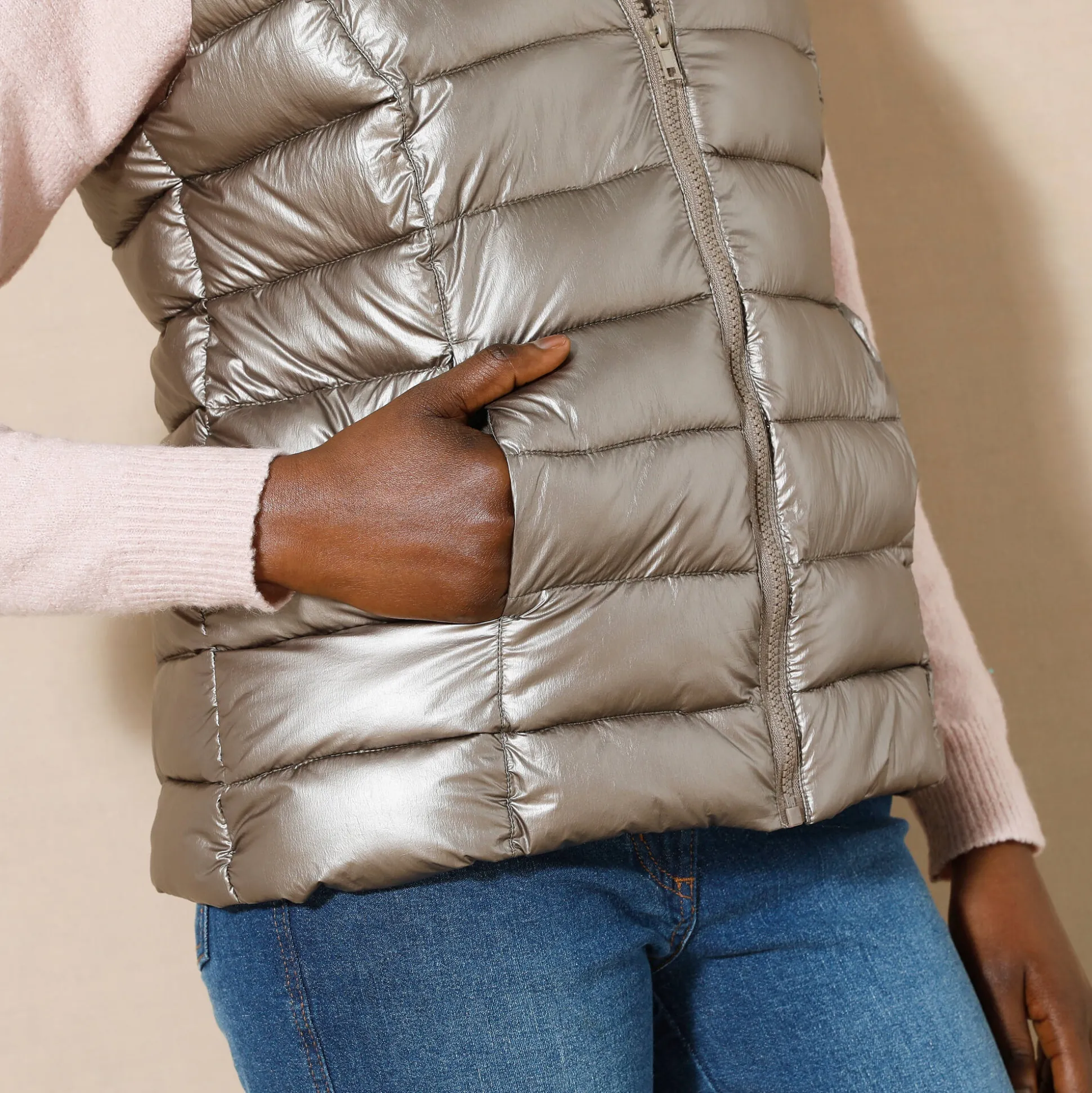 Waterafstotende metallic bodywarmer