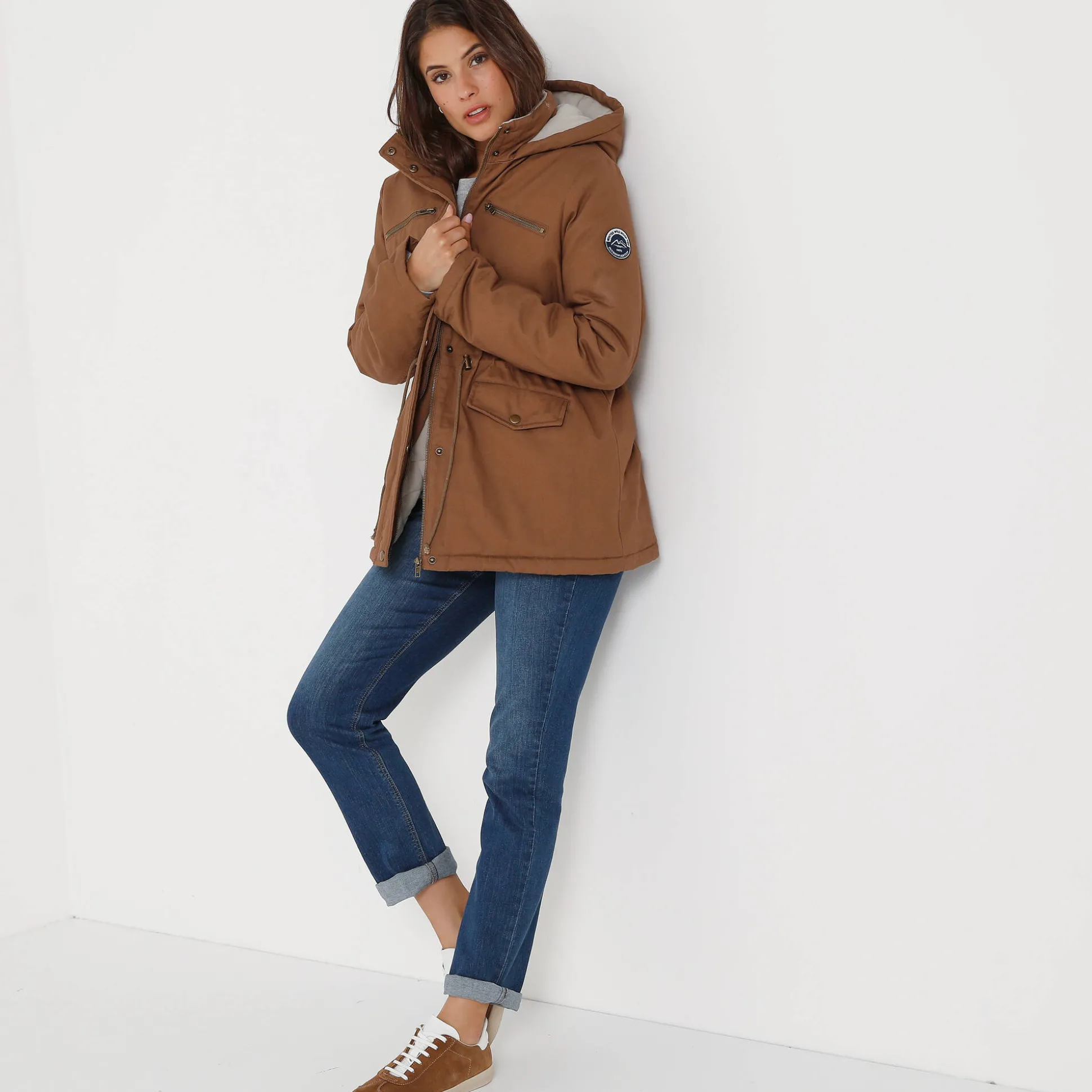 Waterafstotende parka met fleecevoering