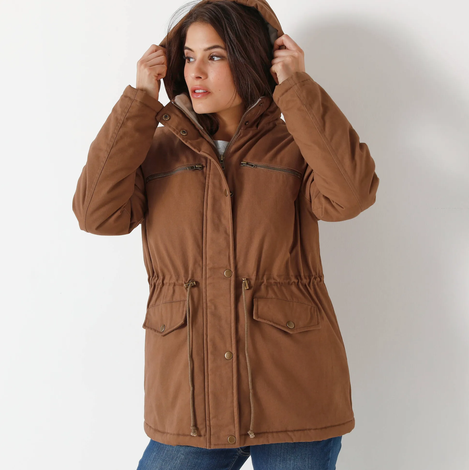 Waterafstotende parka met fleecevoering
