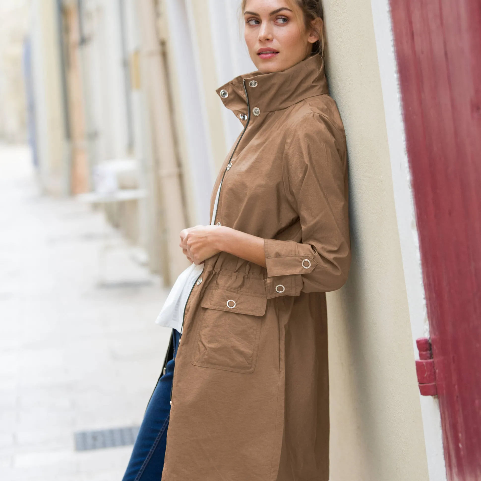Waterafstotende parka met kap