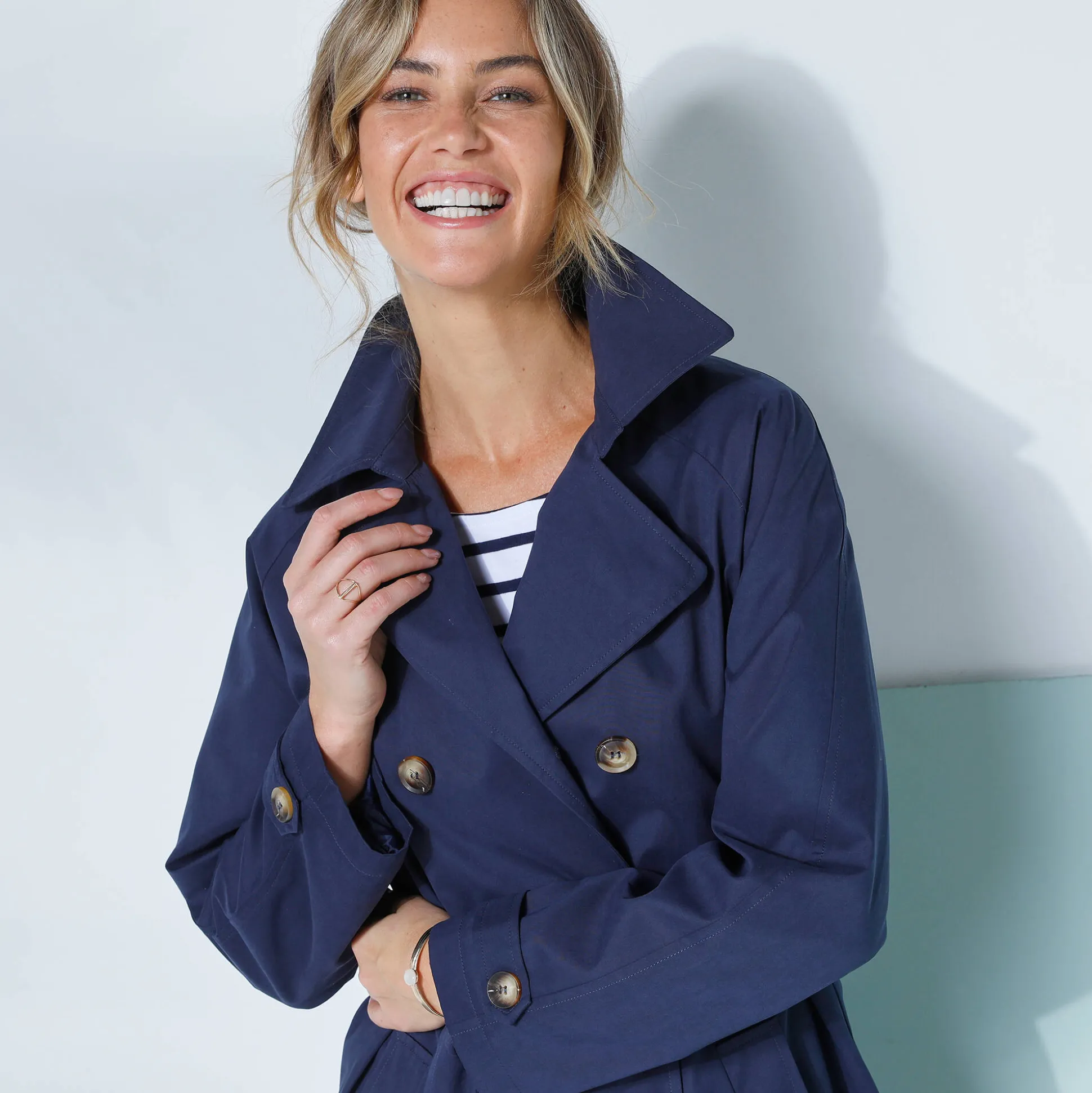 Waterafstotende trenchcoat met verwijderbare ceintuur