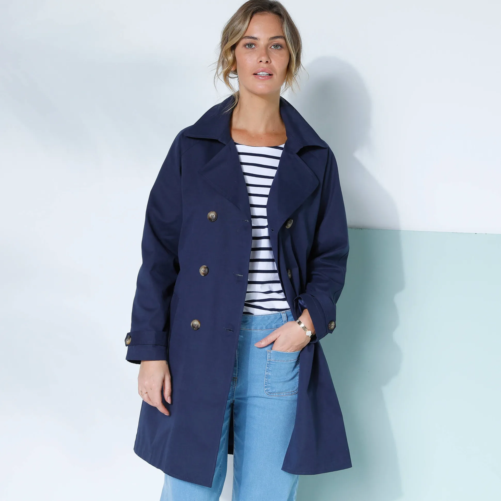 Waterafstotende trenchcoat met verwijderbare ceintuur