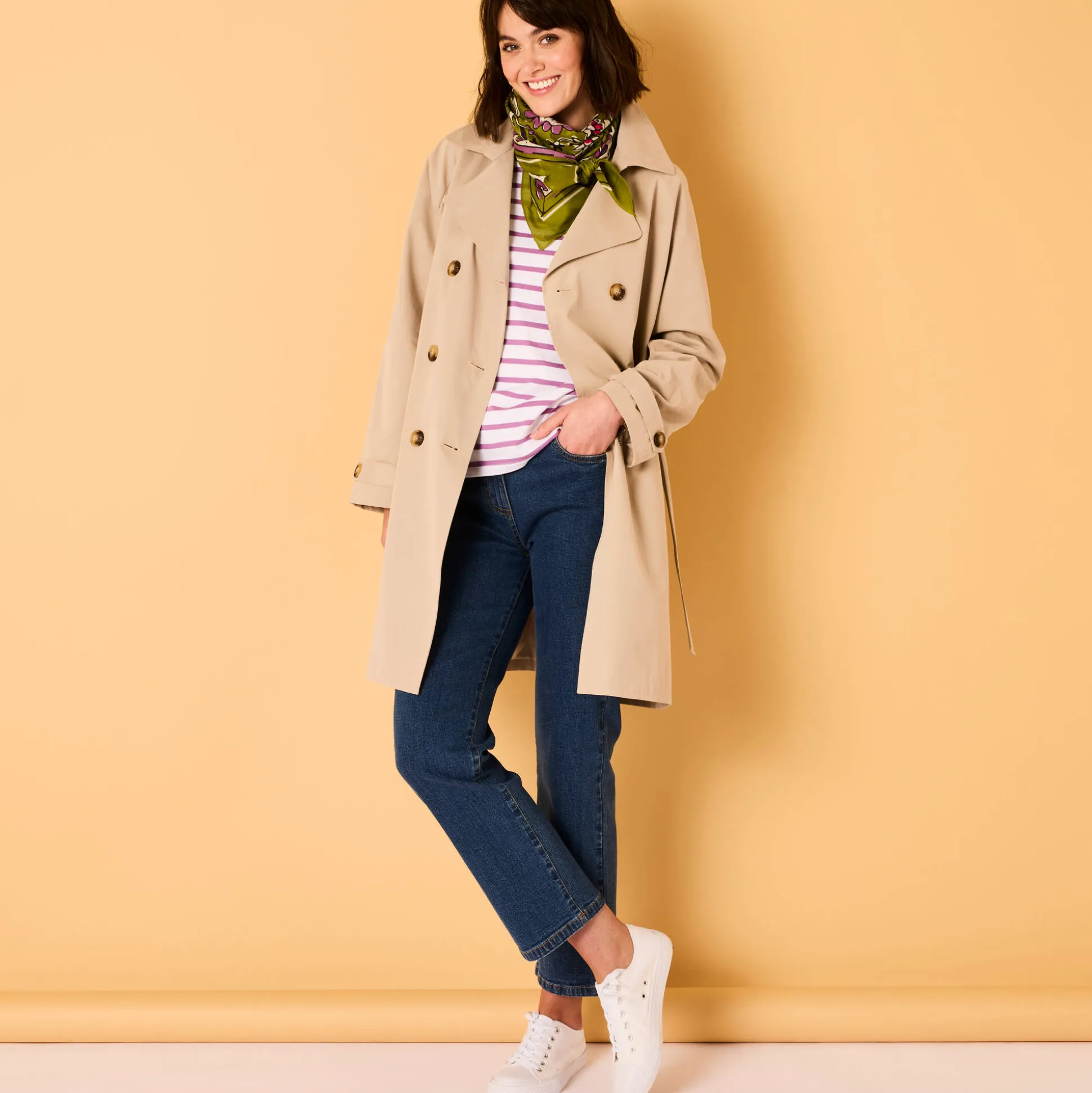Waterafstotende trenchcoat met verwijderbare ceintuur