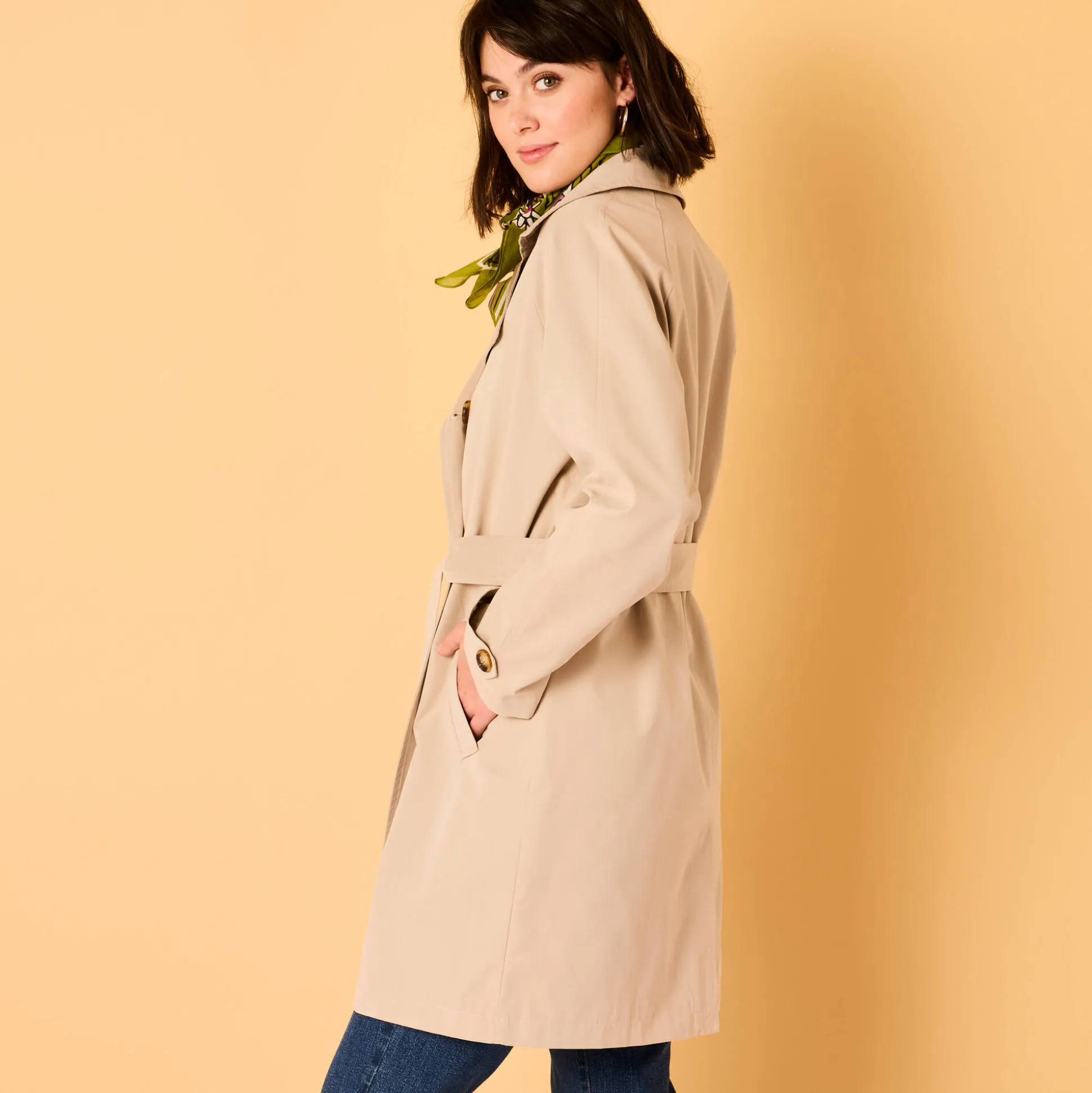 Waterafstotende trenchcoat met verwijderbare ceintuur