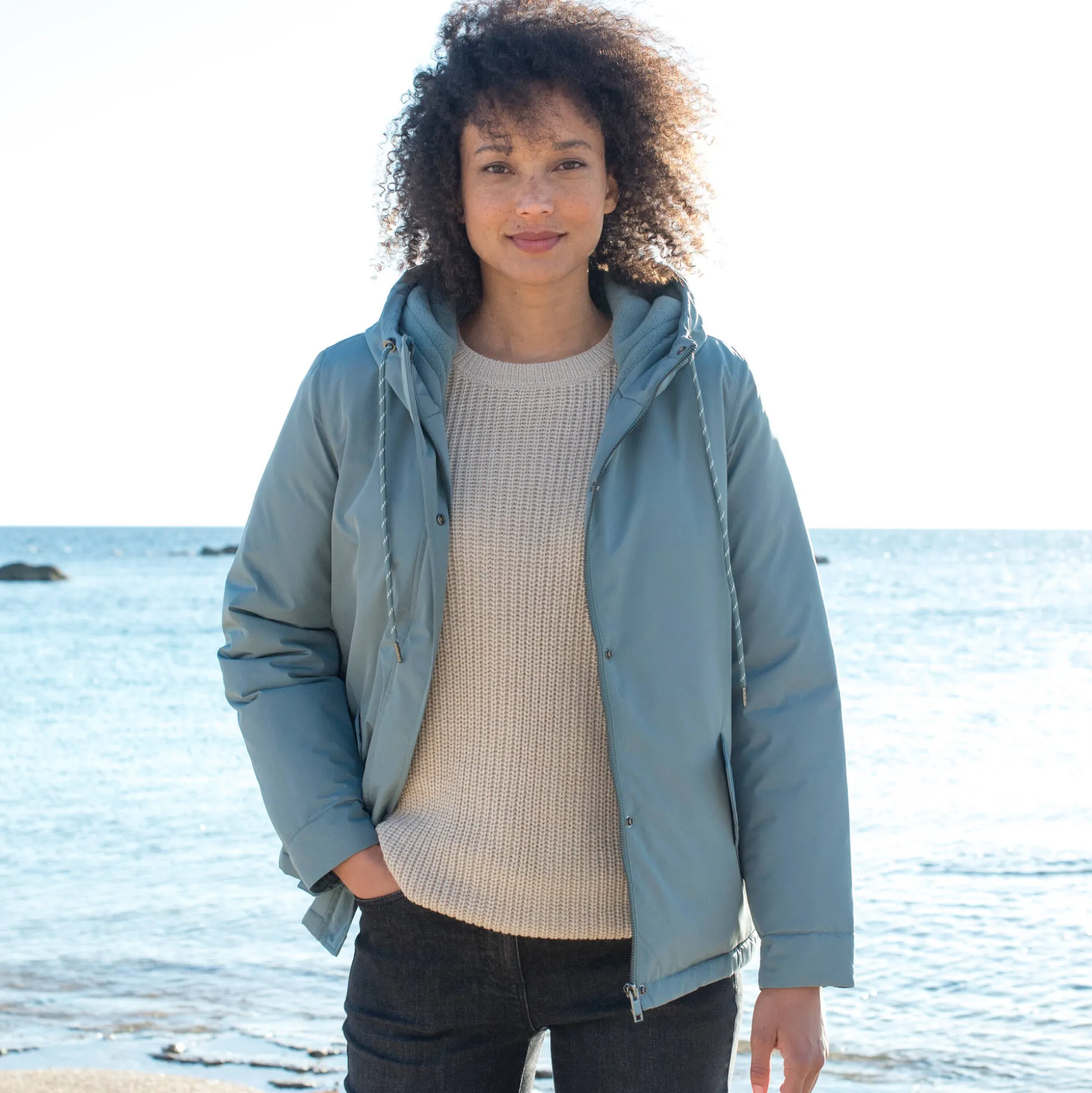 Waterdichte parka met rits en kap