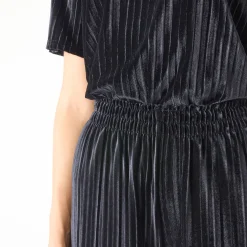 Wijde broek in velours met reliëf, elastische taille