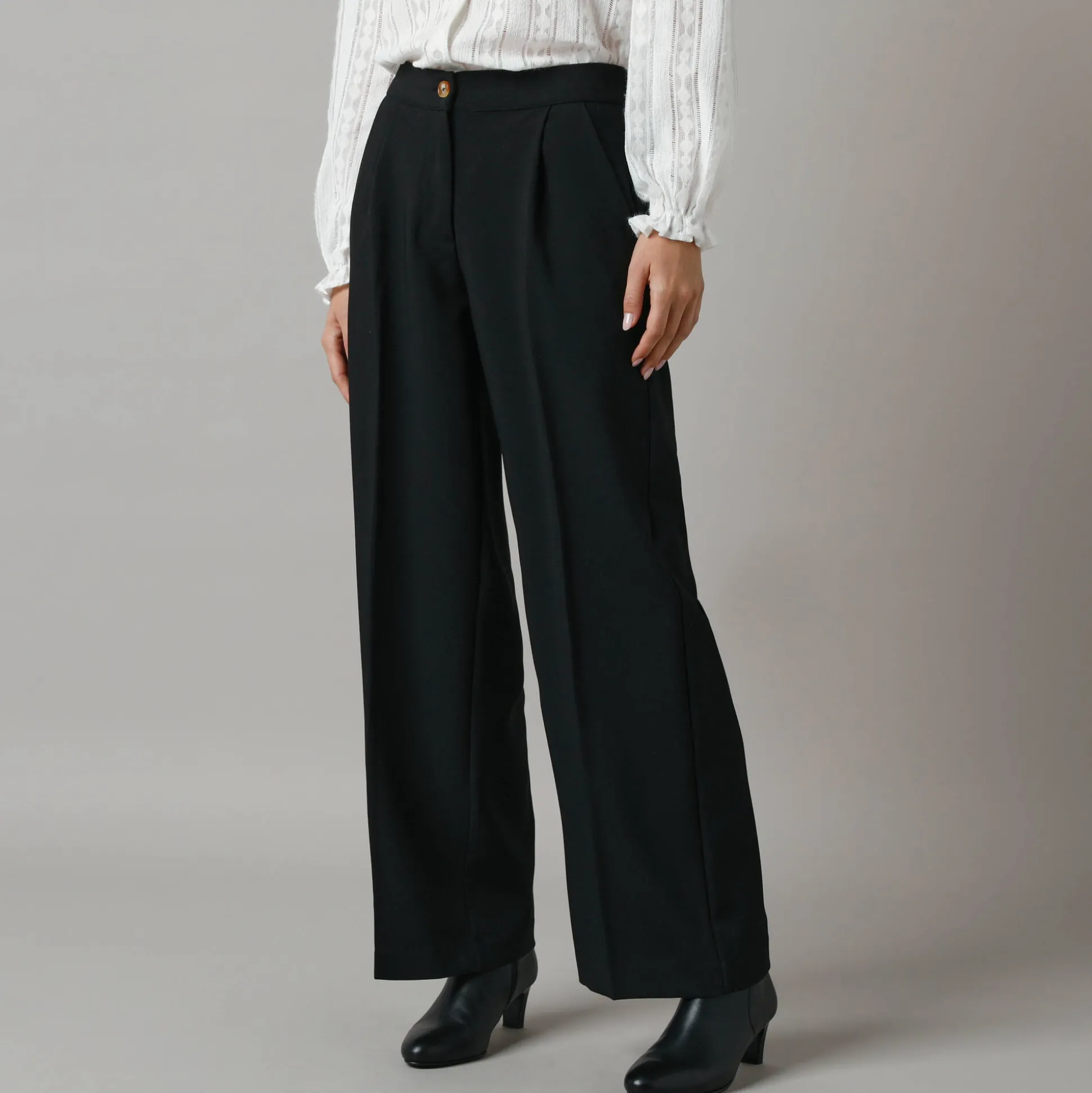 Wijde broek met bandplooien