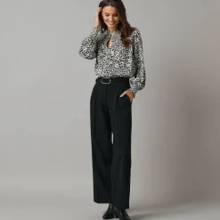 Wijde broek met bandplooien