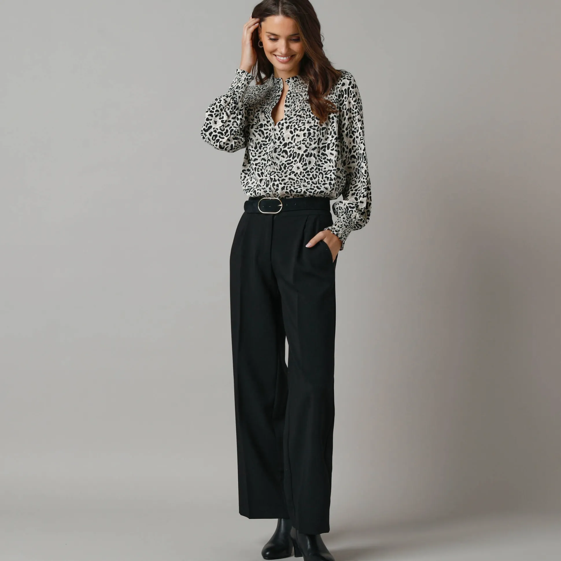 Wijde broek met bandplooien