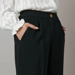 Wijde broek met bandplooien