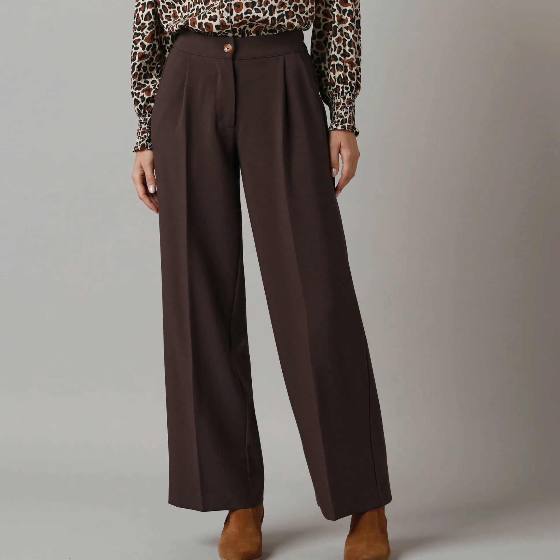 Wijde broek met bandplooien