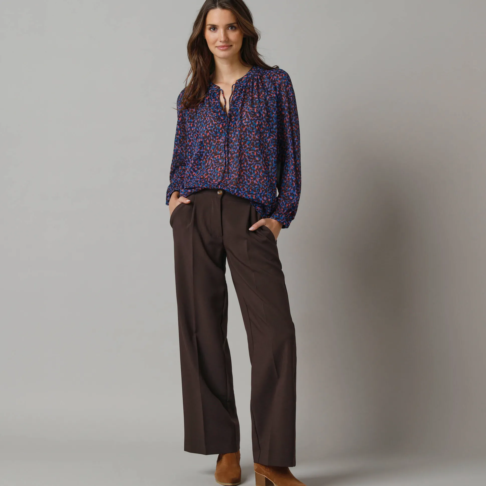 Wijde broek met bandplooien