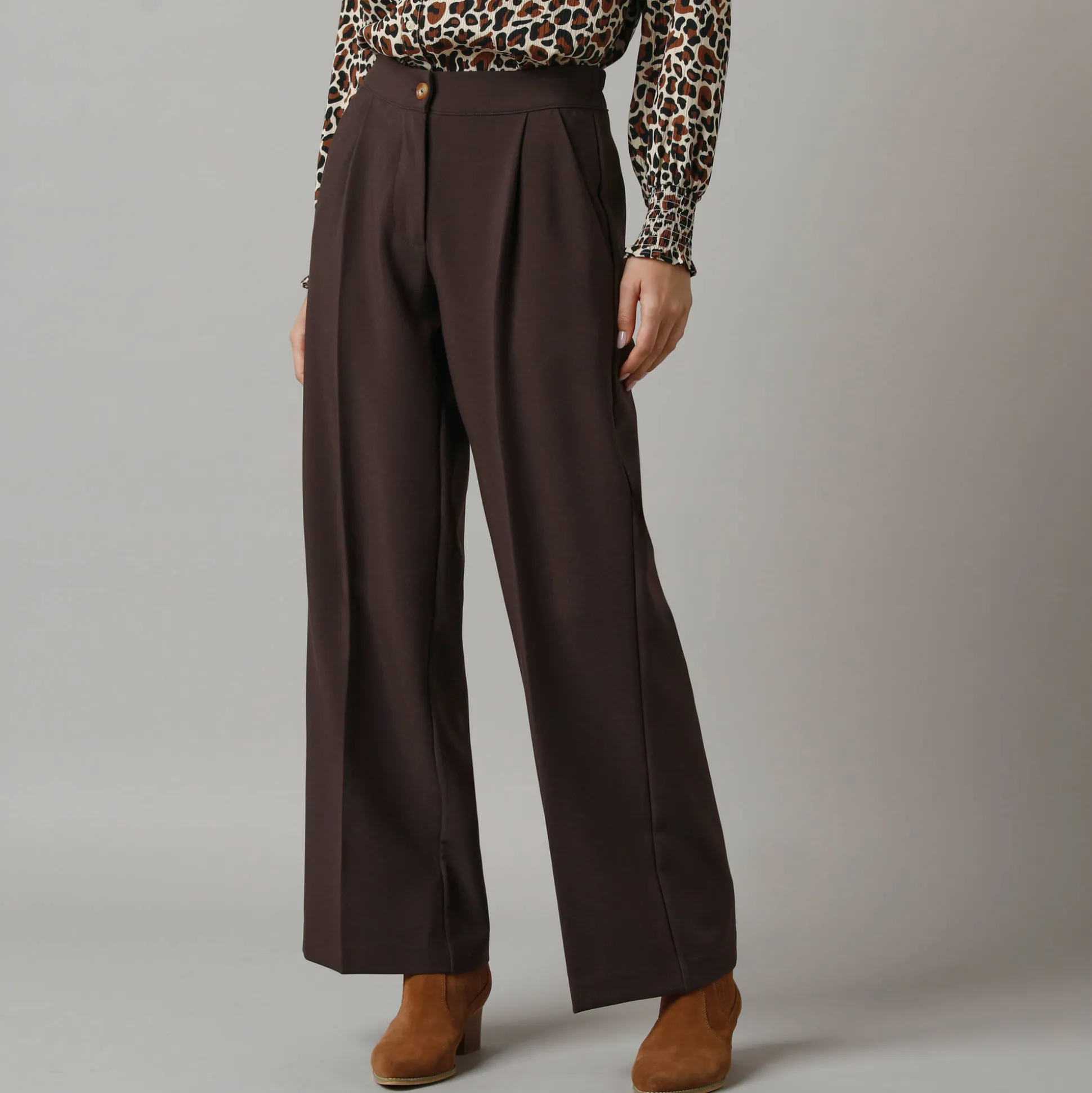Wijde broek met bandplooien