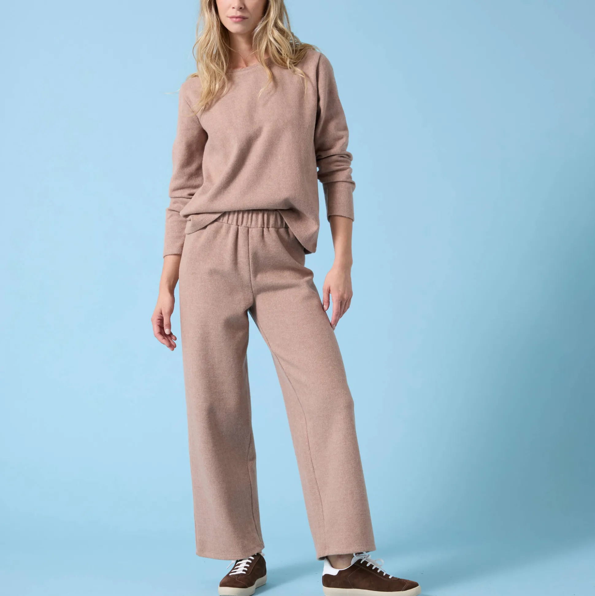 Wijde broek Special voor kleine lengtes effen, geribd