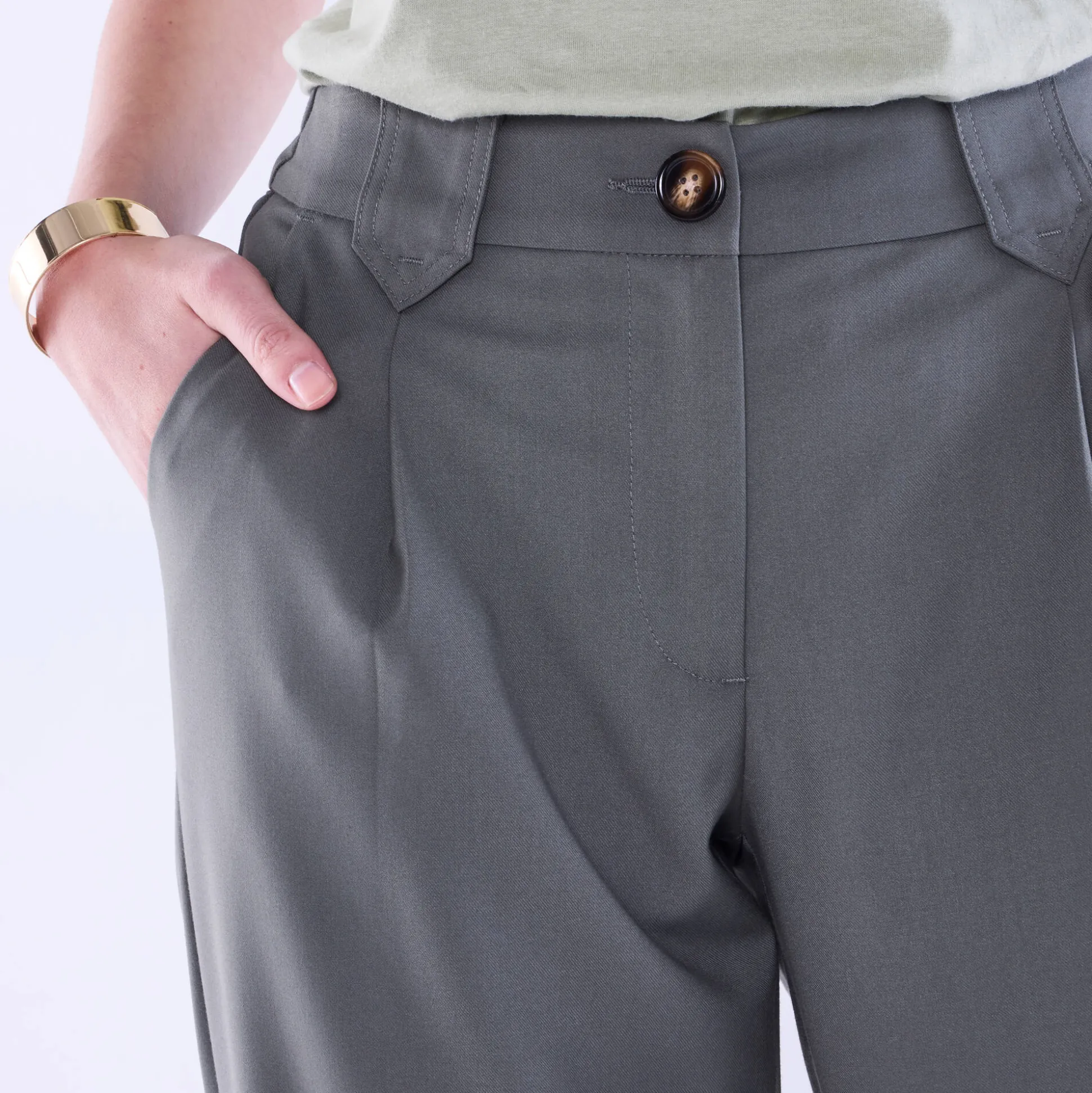 Wijde rechte broek, effen