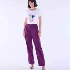 Wijde rechte broek, effen