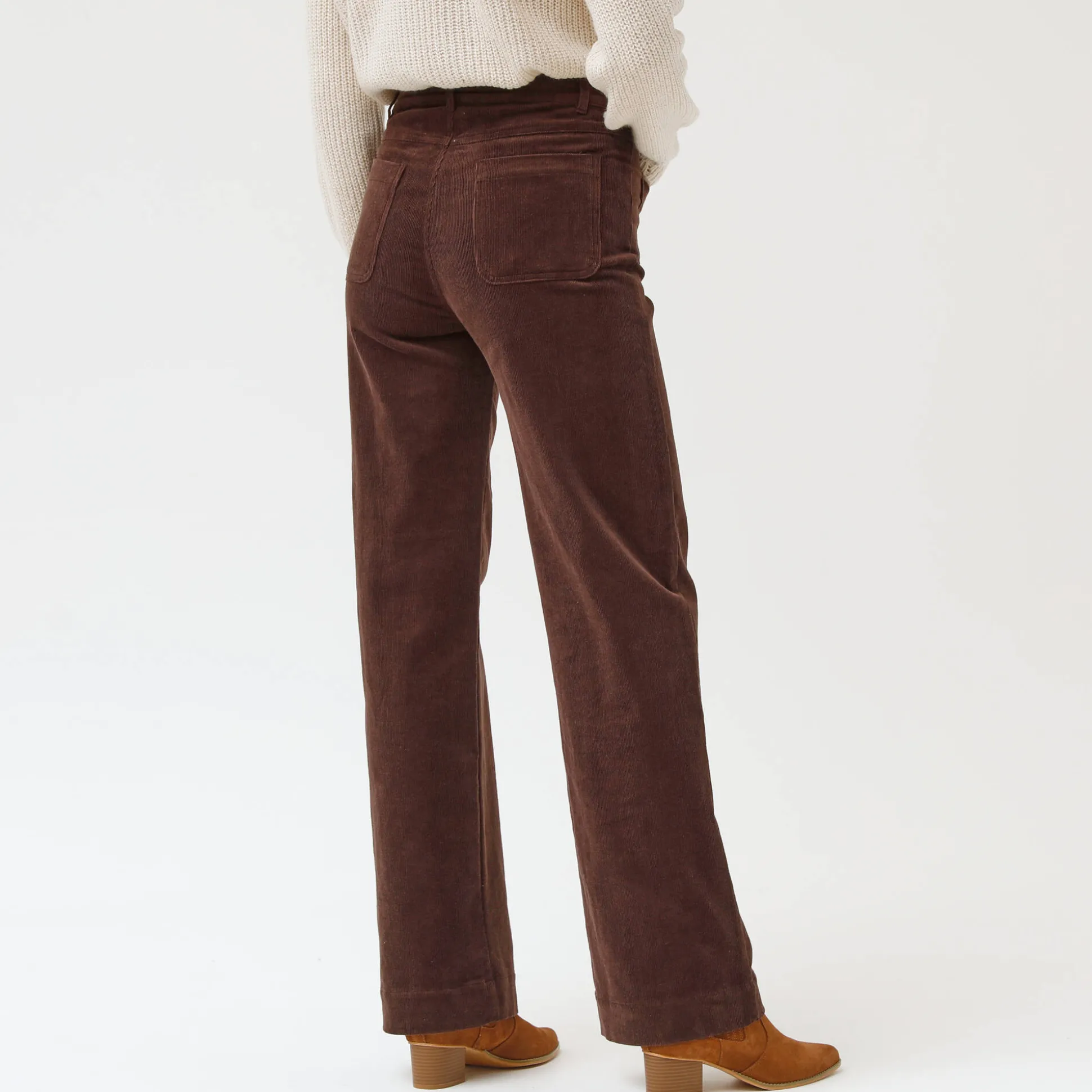 Wijde velours broek met hoge taille, grote lengte