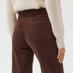 Wijde velours broek met hoge taille, grote lengte