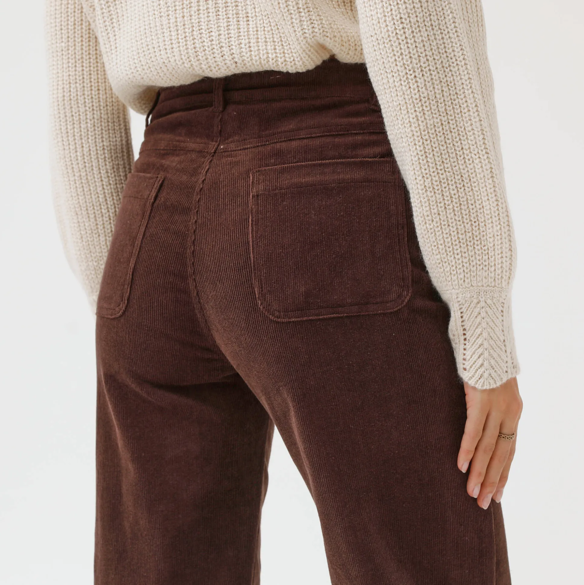 Wijde velours broek met hoge taille, grote lengte