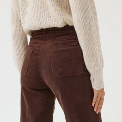 Wijde velours broek met hoge taille, gemiddelde lengte