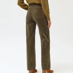 Wijde velours broek met hoge taille, grote lengte