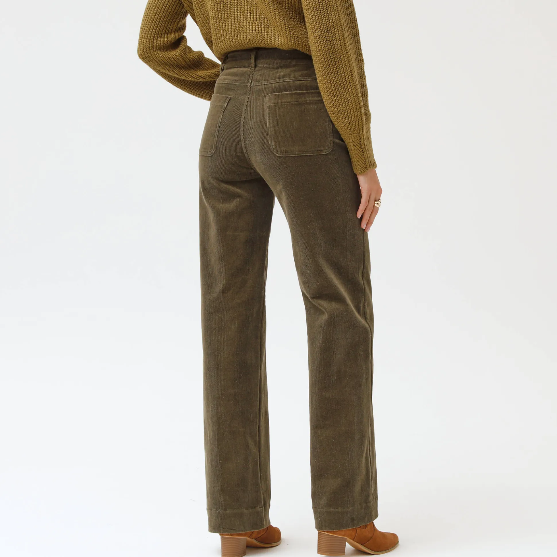 Wijde velours roek met hoge taille, kleine lengte
